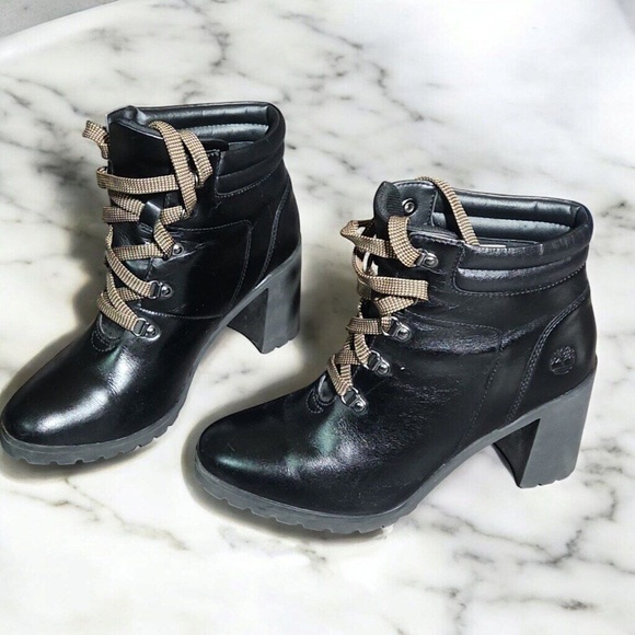 Timberland Shoes - Timberland Womens Leather Heeled Boots Size 9 Black